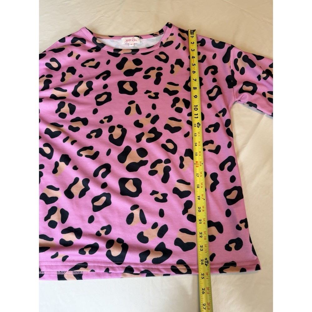 Jess Lea Pink Leopard Print Pullover Sweatshirt Womens Small Barbiecore Top - Picture 6 of 7